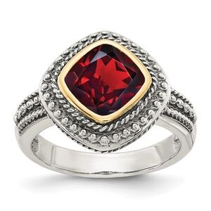 Shey Couture Antiqued Cushion Bezel Garnet Ring